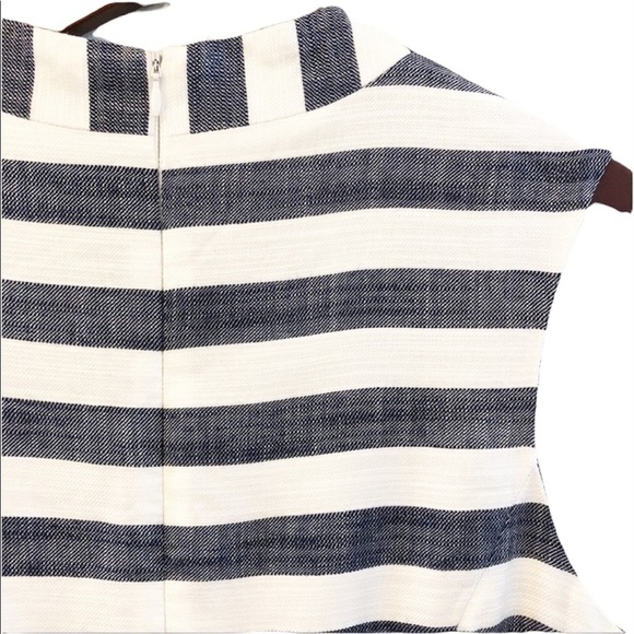 SHARAGANO NWT Sleeveless Striped Zip Dress Size 10 in Navy Blue Stripe - Picture 6 of 9
